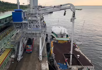 Ein NEUERO Smartport S300 mit einem horizontal teleskopierbaren Ausleger.